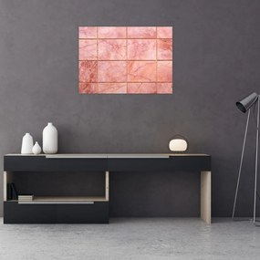 Sklenený obraz - Ružové, mramorované dlaždice (70x50 cm)