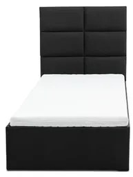 Čalouněná postel TORES II s matrací rozměr 90x200 cm - Eko-kůže Černá eko-kůže Pěnová matrace