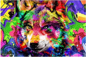 Obraz - Vlk s graffiti (90x60 cm)