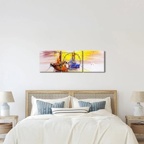Obraz - Maľba loďou (s hodinami) (90x30 cm)