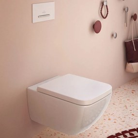 VILLEROY &amp; BOCH Venticello závesné WC s hlbokým splachovaním bez vnútorného okraja, 375 x 560 mm, biela alpská, s povrchom CeramicPlus, 4611R0R1