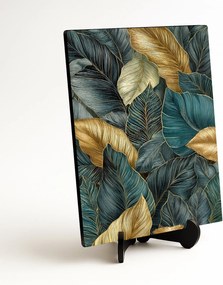 DUBLEZ | Luxusný obraz - Zlaté a zelené listy