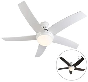 Stropný ventilátor biely s drevenou potlačou 132 cm s diaľkovým ovládaním - Cool