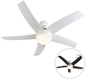 Stropný ventilátor biely s drevenou potlačou 132 cm s diaľkovým ovládaním - Cool