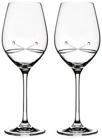 Diamante poháre na biele víno se Swarovski kryštály Kiss 360 ml 2KS