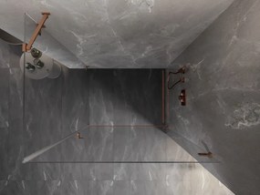Mexen Lunar-B, pravostranný výklopný sprchový kút 90 x 80 cm, 8mm číre sklo, profil medená matná, 832-090-080-65-00-P