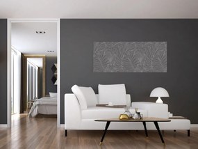 Obraz - Šedé palmové listy (120x50 cm)
