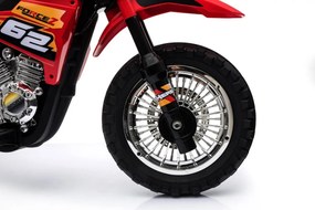 Ramiz Krížový bicykel pre deti Vozidlo na batérie Červené + asistenčné kolesá + LED zvuky
