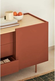 Nízka komoda v dekore duba v tehlovo-prírodnej farbe 180x78 cm Otto – Teulat