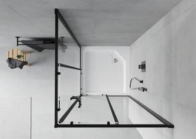Mexen Rio štvorcový sprchovací kút 90 x 90 cm, transparentný, čierny + sprchová vanička, biela - 860-090-090-70-00-4510