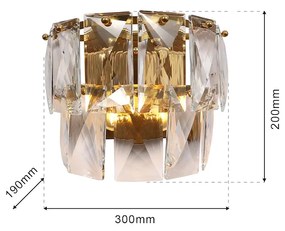 Nástenné svietidlo Chelsea, 1x krištáľové tienidlo, g