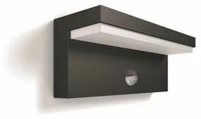 Philips Bustan UltraEfficient vonkajšie nástenné svietidlo so senzorom LED 3,8 W 2700K, antracit