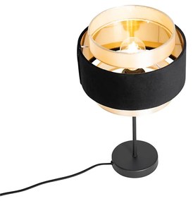 Moderná stolná lampa čierna so zlatom - Elif