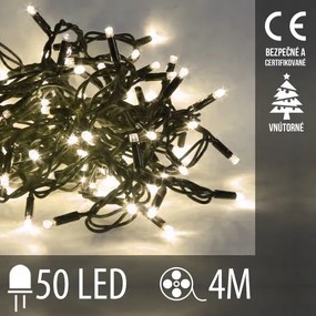 Vianočná led svetelná reťaz vnútorná - 50led - 4m teplá biela