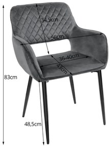 Zamatová stolička Lisbon sivá