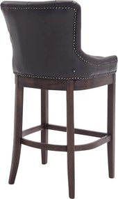 Barová stolička Buckingham - koža, drevené nohy tmavá antik - Hnedá