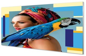 Sklenený obraz Papagáj na ramene 100x50 cm