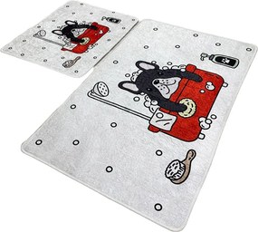 Súprava 2 kusov kúpeľňových predložiek Dogs Shower sivá