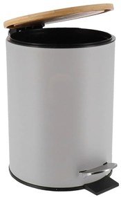TENDANCE Odpadkový kôš Timeless, sivá/s drevenými prvkami, 2,5 l