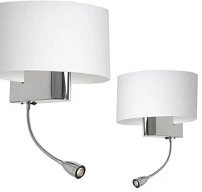 Nástenné svietidlo Casino, biele textilné tienidlo + 1xLED 1w, ch