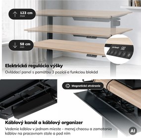Elektrický stôl s reguláciou výšky ergonomický antracitový/dub sonoma,1600x800 mm: ARIA