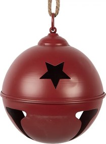 Červená kovová závesná rolnička - Ø 12*12 cm
