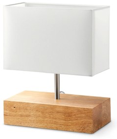 Stolová lampa s dreveným podstavcom