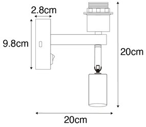 Moderná nástenná lampa čierna so svetlom na čítanie - Brescia