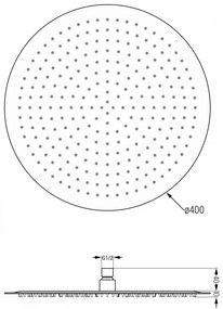 Mexen sprchová nerezová hlavica Round 40 cm, čierna, 79240-70