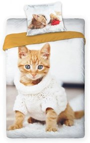 Bavlnené posteľné obliečky s motívom mačiatka 2 časti: 1ks 160 cmx200 + 1ks 70 cmx80