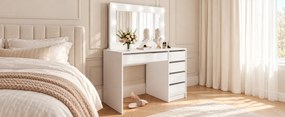 TOALETNÝ STOLÍK ANETT II BIELY LESK + ZRKADLO LED 110 cm