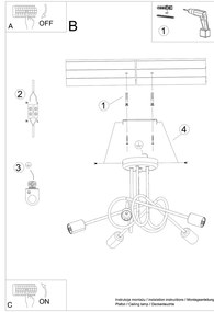 Stropné svietidlo Loop 5, čierne telo svietidla