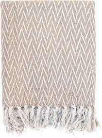 Béžovo-latté pléd so vzorom a strapcami Yarn - 130*150 cm