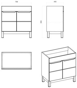 Kúpeľňová stojaci skrinka pod umývadlo BALI biela 80 cm