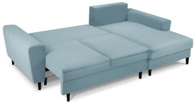 Svetlomodrá menčestrová rozkladacia/s úložným priestorom rohová pohovka (pravý roh/s leňoškou) Kyoto – Cosmopolitan Design
