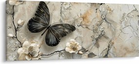 Obraz - Mramorové pozadie s motýľmi (120x50 cm)