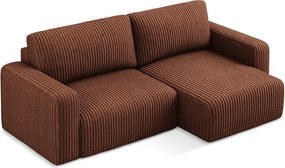 Menčestrová rozkladacia/s úložným priestorom rohová pohovka v terakotovej farbe (pravý roh/s leňoškou) Kona – Makamii