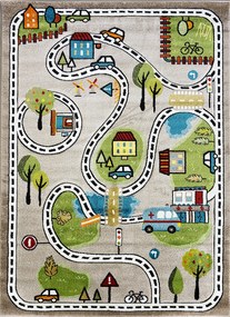 Detský koberec Smart Kids 22919 béžový – motív autoškoly, obdĺžnik Rozmer: 140x190 cm