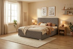 Postel CINDY 180x200 cm Svetlohnedá S matracom