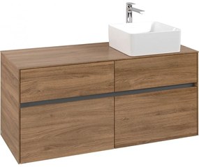 VILLEROY &amp; BOCH Collaro závesná skrinka pod umývadlo na dosku (umývadlo vpravo), 4 zásuvky, 1200 x 500 x 548 mm, Oak Kansas, C04300RH