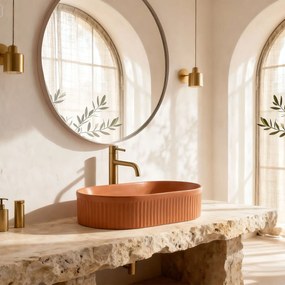 Rea Vanda, umývadlo na dosku 490x310x130 mm, oranžová matná, REA-U6377