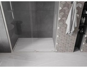 Mexen Velar, posuvné sprchové dvere do otvoru 150 cm, 8mm číre sklo, brúsená oceľ, 871-150-000-01-97