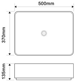 Erga Madalyn, umývadlo na dosku 500x370x135 mm, biela lesklá, ERG-V03-9674-WH