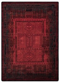 Vlnený koberec OMEGA Nakbar Orientálny vzor, rubínovo - červený