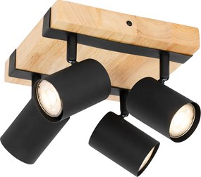 Inteligentné stropné bodové svietidlo čierne s drevom 4-svetlá nastaviteľné vrátane Wifi GU10 50mm - Jeana