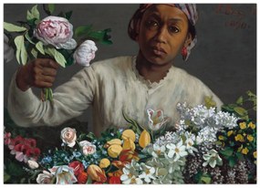 Obraz - Frédéric Bazille, Young Woman with Peonies, reprodukcia (70x50 cm)