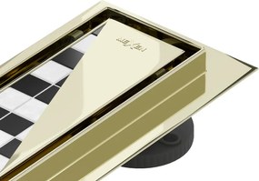 Mexen Flat 360° M13 lineárny otočný odtok 2v1 50 cm, zlatý - 1510050-40