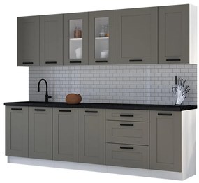 Kuchynská linka Luna claygrey/biela 260 bez dosku