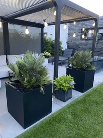 Kvetináč BLOCK, sklolaminát, 60x60x60 cm, antracit