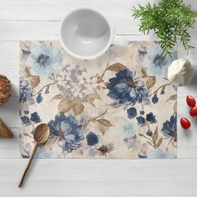 Biante Dekoračné prestieranie na stôl Parma PM-113 Modré kvety na smotanovom 35x45 cm